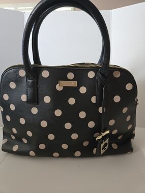 kate spade Black and Cream Polka Dot Dome Satchel